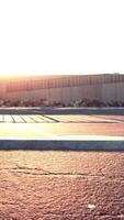 Empty beach car park spaces covered in asphalt. video