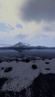 Spectacular scenery of rocky mountain range covered with snow video