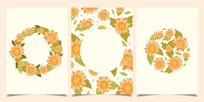 Set of botanical templates with sunflowers vector
