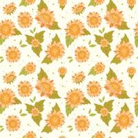Seamless botanical pattern with sunflowers on a light background vector