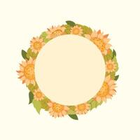 Wreath of sunflowers on a light background vector
