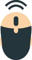 Brain Technology Concept Man Head with Computer Mouse and Wireless Signal vector