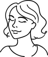 Elegant Woman Line Art Portrait Minimalist Design for Creative Projects vector