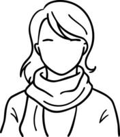 Minimalist Female Avatar Outline with Scarf for Profile and Identification Use vector