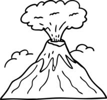 Volcanic Eruption with Smoke Clouds in Simple Line Art Style for Educational Use vector