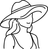 Woman in Wide-Brim Hat Minimalist Art for Fashion Branding and Illustration vector