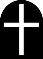 Simple Black Headstone with Christian Cross Symbol in Design vector