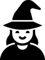 Smiling Witch in Black Silhouette with Hat for Halloween and Fantasy Themes vector