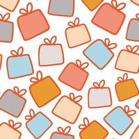 seamless pattern with gift boxes in doodle vector