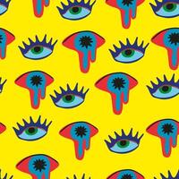 seamless pattern with eyes on yellow background vector