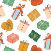 colored seamless pattern with gift boxes vector