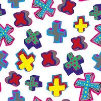 seamless pattern with abstract crosses in hand drawn style vector