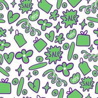 seamless pattern sale elements in doodle vector