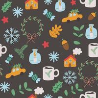 seamless pattern with Christmas and New Year doodle elements vector