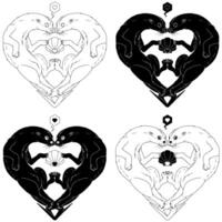 Heart shaped otter couple with seashell vector