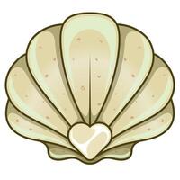 Seashell with heart in the center vector