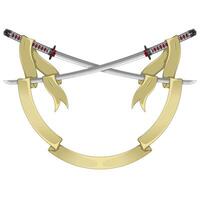 Ancient Japanese sword surrounded with ribbon vector