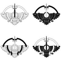 Zoroaster winged solar disk with ribbon and sword vector