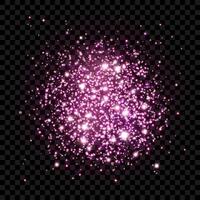 Spot of rose glitter, sparkles, confetti. Isolated scattering particles with light effect. Abstract pink element with flares, glares and stars. Transparent luminous grain for luxurious designs. vector