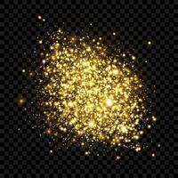 Spot of golden glitter, sparkles, confetti. Isolated scattering particles with light effect. Abstract element with flares, glares and stars. Transparent luminous points for luxurious designs. vector