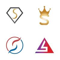 a set of four different logos with different colors, letter s, vector