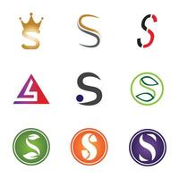 a set of six different logos with different shapes and colors, letter s, vector