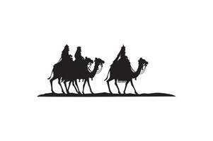 Two people are grazing on camels. vector