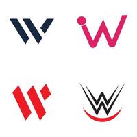 a set of four logos with the letter w and a wrestling ring, vector