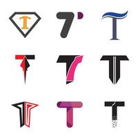 a set of six different letter T logos with different shapes vector