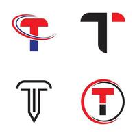 a set of four different logos with the letter t in the middle vector