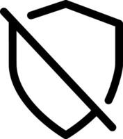 Minimalist Black and White Shield Off Icon. Perfect for Web Design, App Interfaces and Digital Branding, Representing Inactive Security, Unprotected Status and Data Vulnerability for Digital Platforms vector