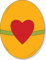 Easter egg with red heart ornament vector