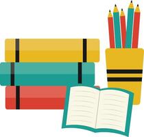 Stack of Textbook with Pencil in a Container vector