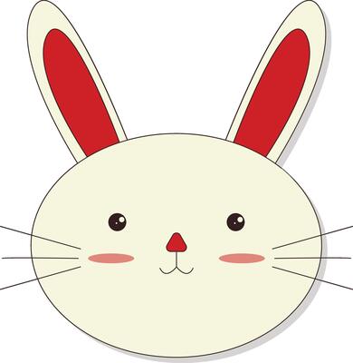 Head Bunny Character in Flat Design