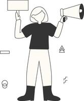 Startup Business Concept Character with Megaphone vector
