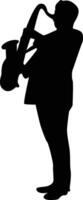 Guy Jazz Saxophone Player Silhouette in Standing Position vector