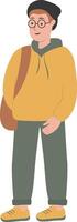 Male Student Illustration with Glasses vector
