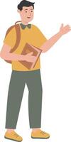 Boy Student Walking and Carrying Books vector