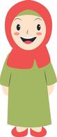 Little Muslim Girl Using Red Hijab vector