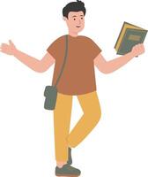 Boy Student Walking and Carrying Books vector