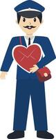 Postman Character Sending Heart vector