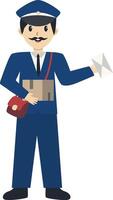 Postman Character Holding Box and Mail vector