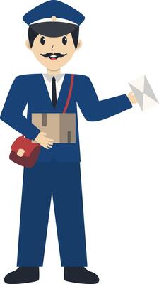 Postman Character Holding Box and Mail