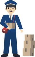 Postman Character Carrying Many Box vector