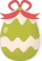 Green Easter Egg with Red Ribbon vector