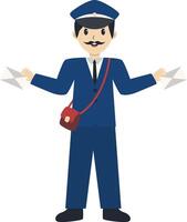 Postman Illustration Sending Envelope vector