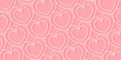 Valentine's Day background. Pink heart icon line pattern. Design for banner, greeting card, poster, web, social media. vector