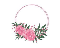 bouquet of roses in Circle Frame, suitable for wedding card, Invitation, and greeting Card vector