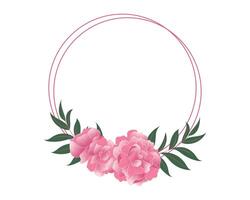 Pink Peony Flowers in Circle Frame, suitable for wedding card, Invitation, and greeting Card vector