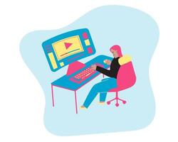 An Editor Working on computer Illustration vector